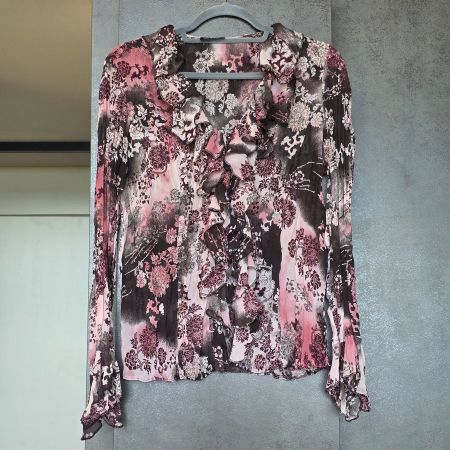 🐸 TAIFUN BLUSE MIT VOLANTS RÜSCHEN TROMPETENÄRMEL
