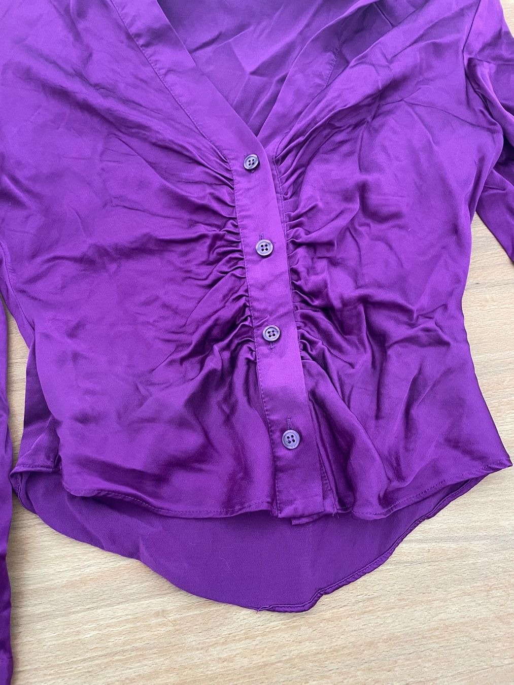 Chemisier Zara Taille M Pour Femme - Bleu, Manches 3/4, Coton - Porté Une Fois, Très Bon état