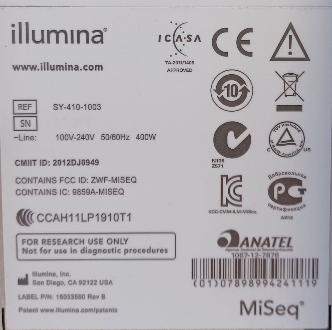 Accessori da laboratorio: Illumnia MiSeq Sequencing System – Usato da Niederdorf venduto da LeptonAG_Labor 9
