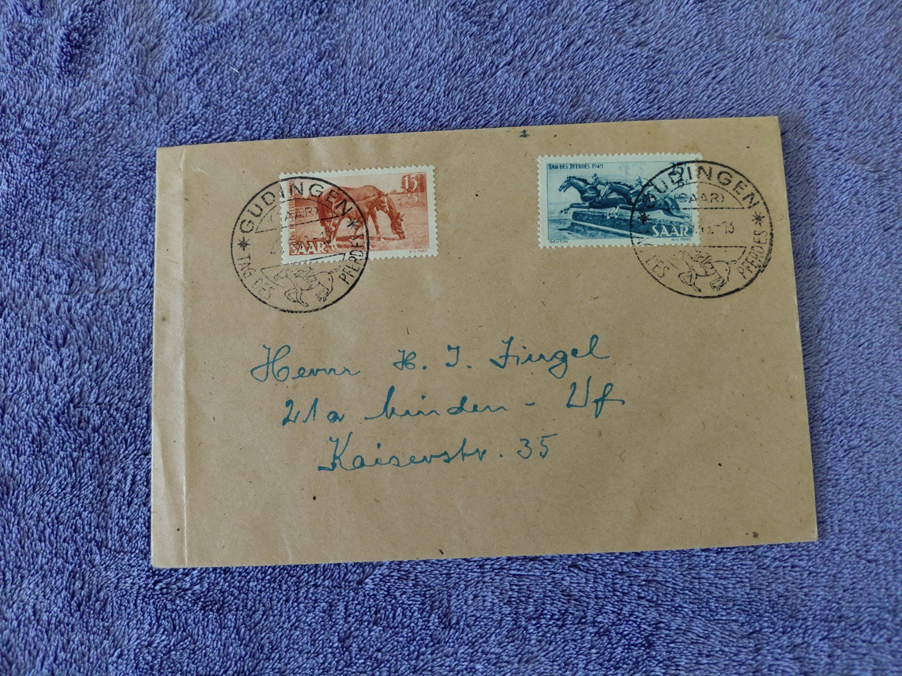 Tous les timbres: Gansache Saarland Ersttag  25,9,49 – D'occasion à Horw par Onurb008