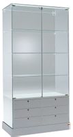 Glasvitrine, ESG Glas, Silber, LED (B.93cmxT.46cmxH.180cm)