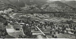5.8.43 Flugbild GISWIL mit Bahnpoststempel