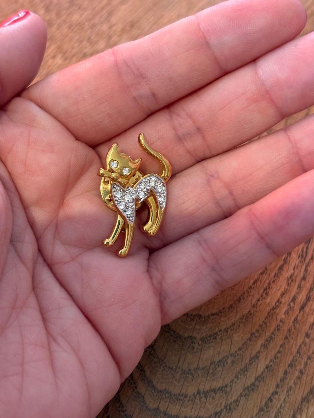 Spille & Fermagli: Goldiger Pin / Anstecker Katze – Usato da Basel venduto da Tierschutz-Flohmi