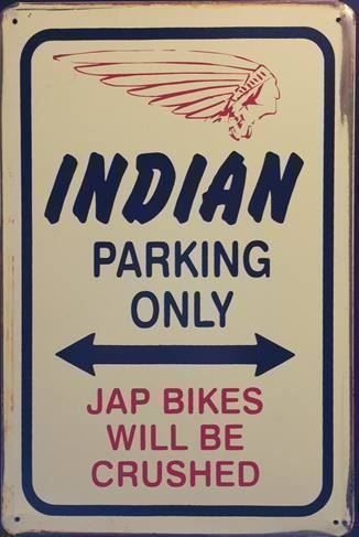 Indian Motorcycle Insegne: Rusty Blechschild-INDIAN PARKING ONLY-JA – Nuovo e nell'imballaggio originale da Rupperswil venduto da big-one-sale