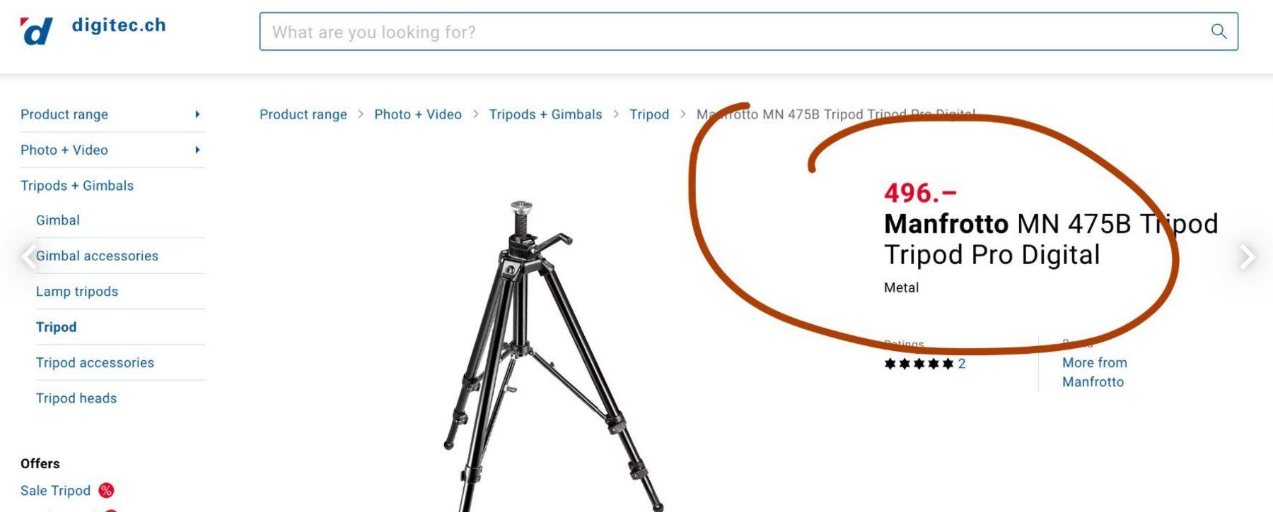 Manfrotto Treppiedi & Teste: Manfrotto 475B Stativ   / Tripod – Usato da Emmen venduto da chromaton 1