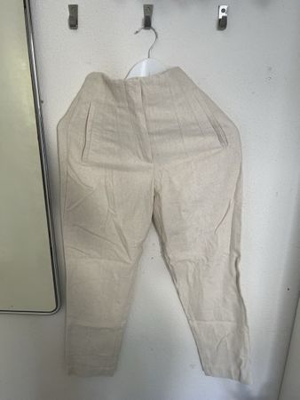 Leinen Stoffhose beige mit hohem Bund Grösse xs, nie getrage
