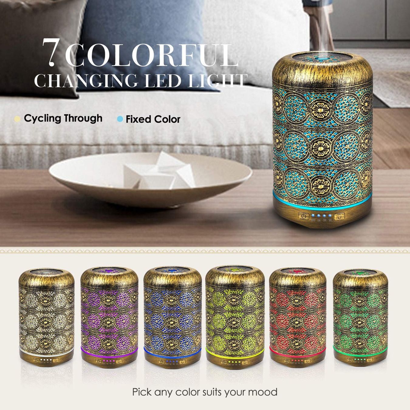 Duftöldiffusoren: Aroma Diffuser Metall 260 ml 7 Farben – Neu und originalverpackt aus Basel von EchoPeak 2