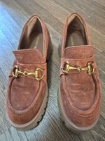 Bruno Premi brown & gold leather loafers size 38
