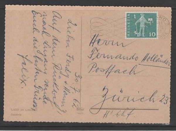 Cartes postales: GANDRIA 30.7.62  (L – D'occasion à Ruggell par Masescha 1