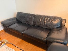 Sofa Echt-Leder schwarz 4-Sitzer