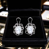 925 Rhodiniert Perlen Clip-Ohrringe –Elegantes Designerstück
