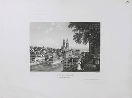 Zürich Lindenhof Aquatinta von Dikenmann selten
