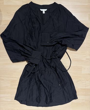 H&M Blusenkleid schwarz mit Bindegürtel Grösse S
