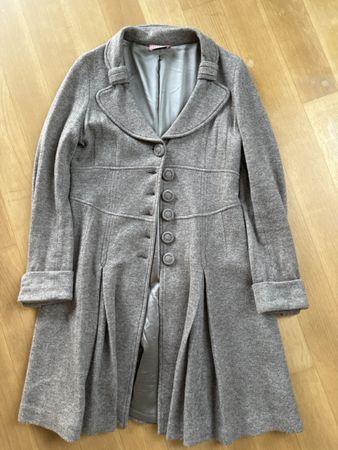 Damen Mantel Dtlm greige Wolle Kaschmir Mischgewebe Gr M
