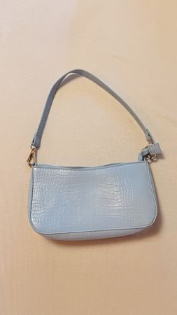 Vintage hellblaue Schultertasche mit Croco-Prägung – Y2K Sty