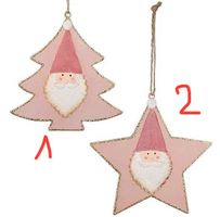 Baumschmuck Tanne und Stern mit Weihnachtsmann Kopf Metall