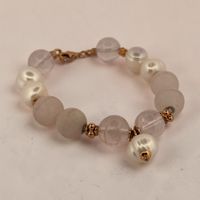 Rosenquarz und Süsswasserperlen Armband, rosevergoldet