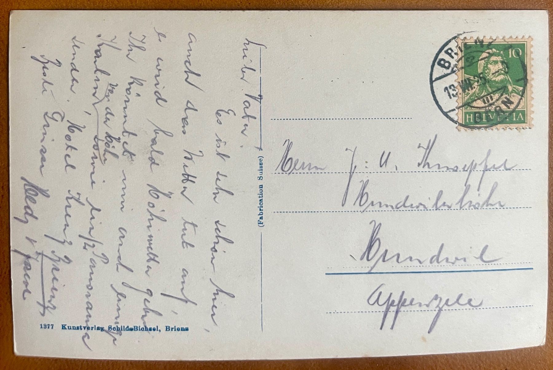 Cartoline postali: BRIENZ - Le bord du lac 1925 – Usato da Lutry venduto da Ediego 1