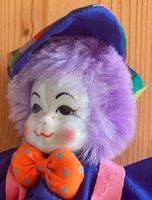 Süsser Clown Stoffpuppe bunt Nostalgie