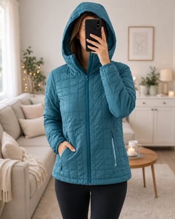 Damen Jacke Blau Steppjacke mit Kapuze Gr. 36