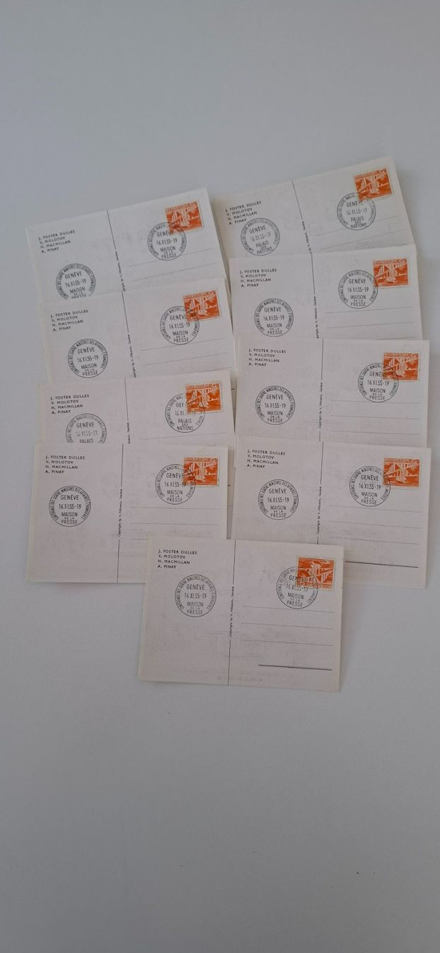 Tutti i francobolli: Fast gratis - 9 interessante Postkarten von 1955 – Usato da Au ZH venduto da reme77