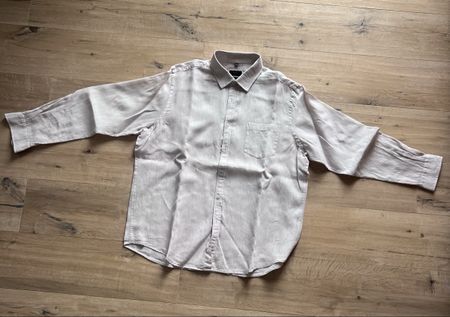 Herren Leinenhemd XL Classic Fit Beige – 100 % Leinen