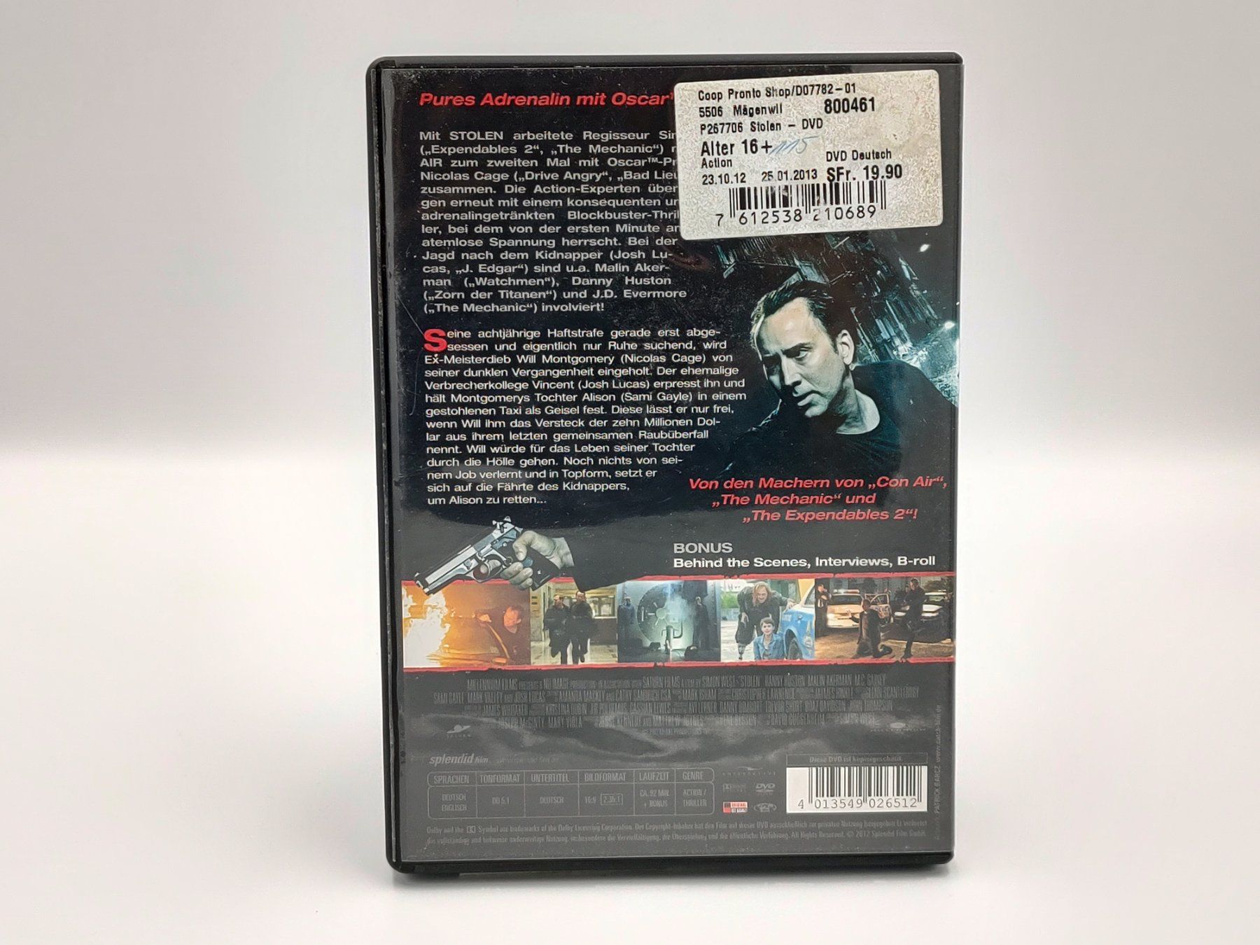Alle DVDs: STOLEN - MIT NICOLAS CAGE - Versand A-Post nur CHF 2.50! – Gebraucht aus Siblingen von goodprice24 1