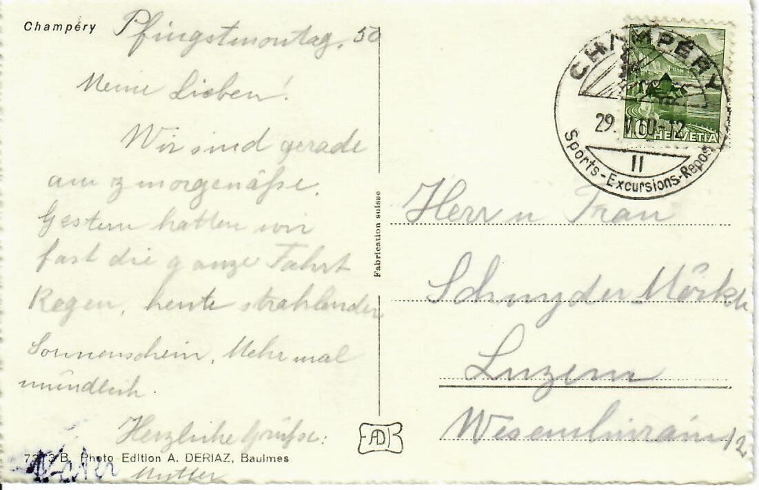 Ansichtskarten: Champéry – Gebraucht aus Hochdorf von Ziegel-16 1
