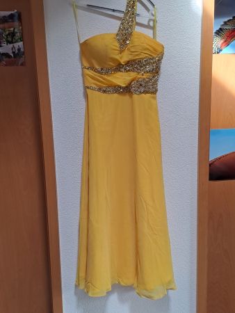 Gelbes Abendkleid, Seide, Grösse M