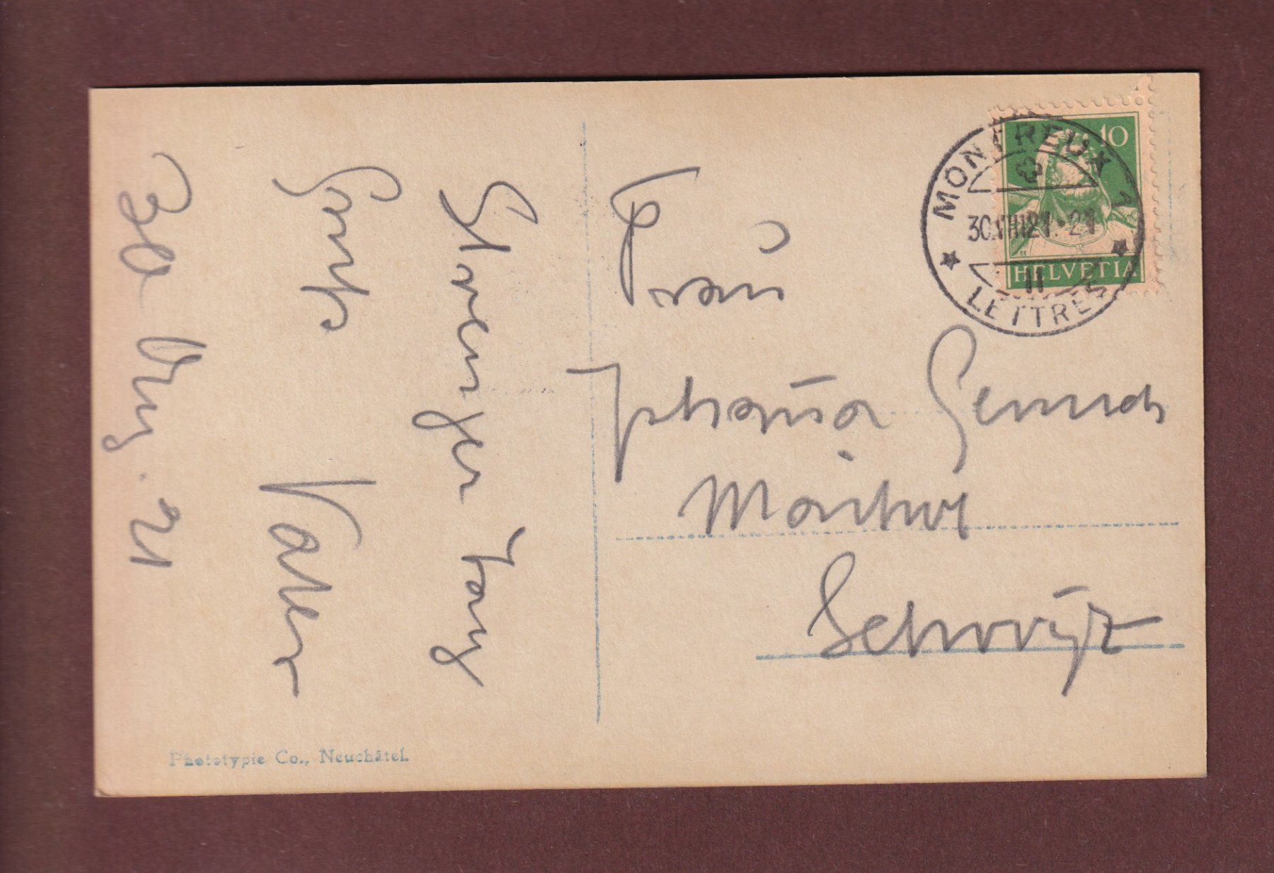 Cartoline postali: Château de CHILLON - Dents du Midi - 1921 – Usato da Pully venduto da nicecards-shop 1