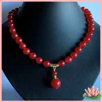 SALE KETTE HALSKETTE STEINKETTE JADE ROT KEIN GLAS!