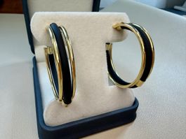 Creolen in Goldfarbe und Schwarz, Vintage