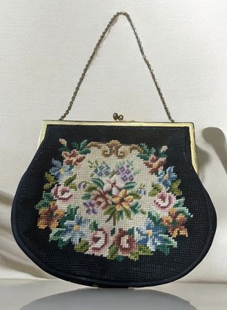 Vintage Gobelin Abendtasche 16 × 14 cm