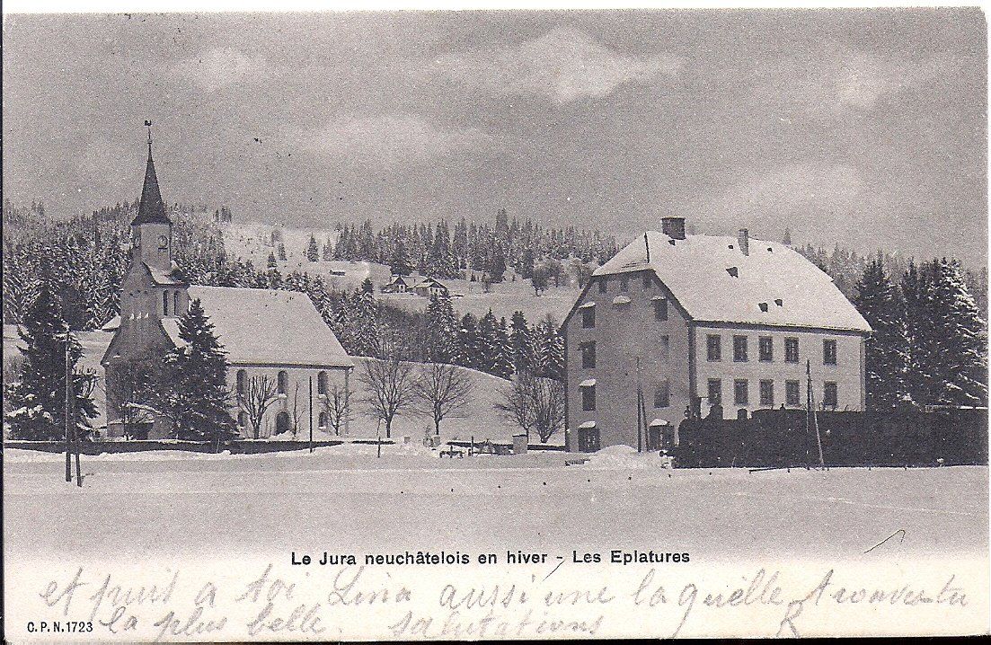 Ansichtskarten: LES EPLATURES, le train vers le temple en hiver – Neu (gemäss Beschreibung) aus Les Verrières von Scampi0