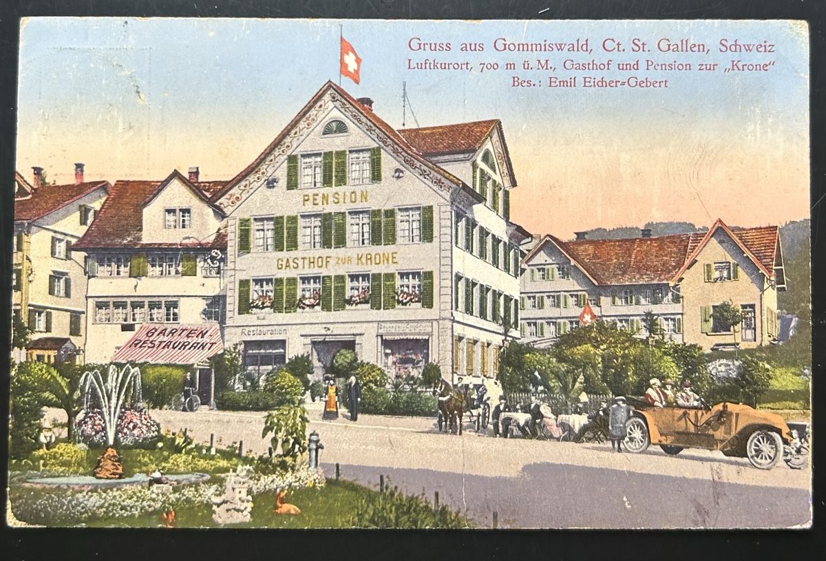 Cartoline postali: Gommiswald Pension Krone  – Usato da Horw venduto da Tellbub