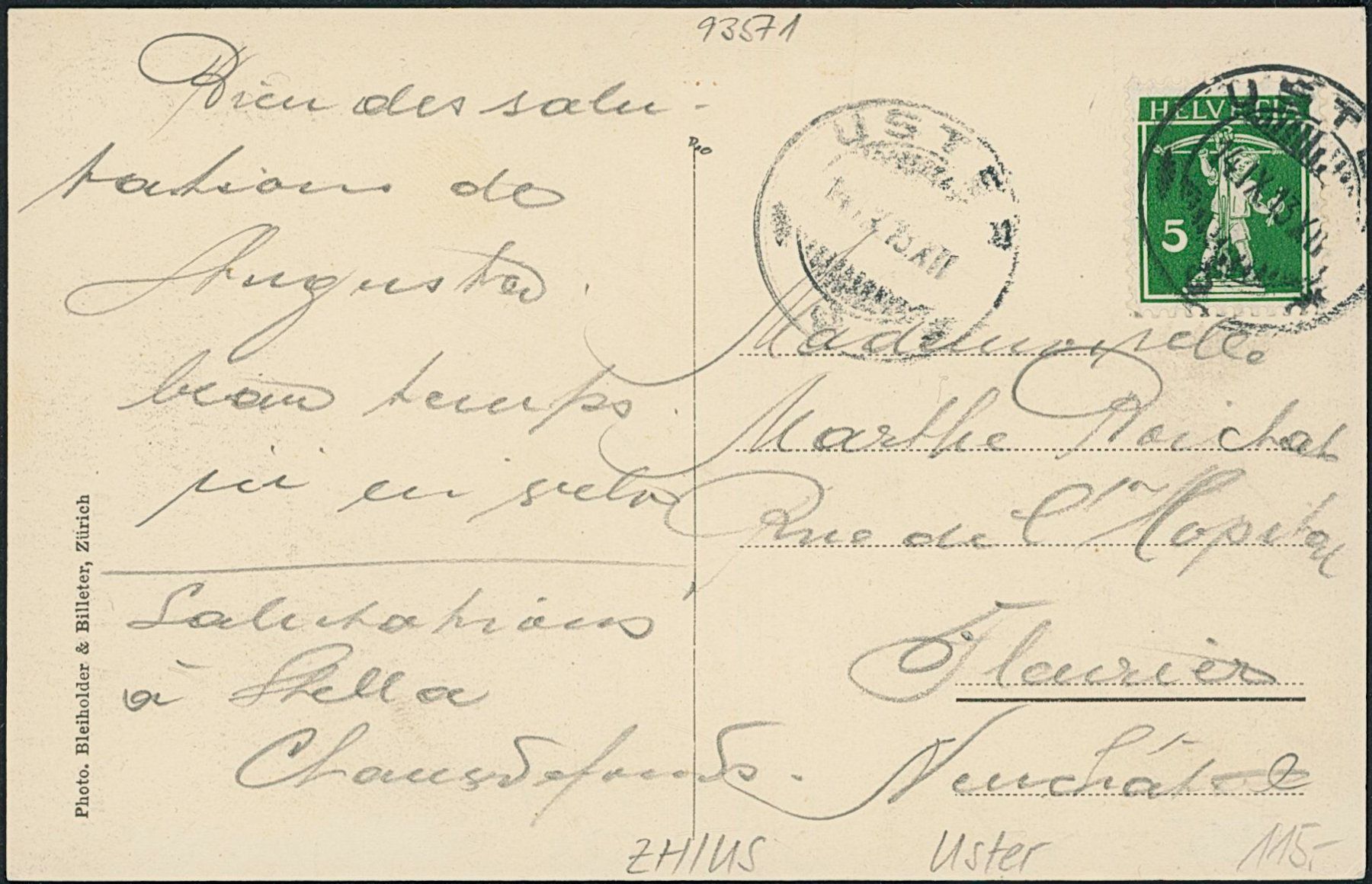 Cartoline postali: ZH Uster – Usato da Schindellegi venduto da leecollect 1