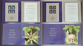 Weihnachtskarten 2001 + 2002 mit 4er Block