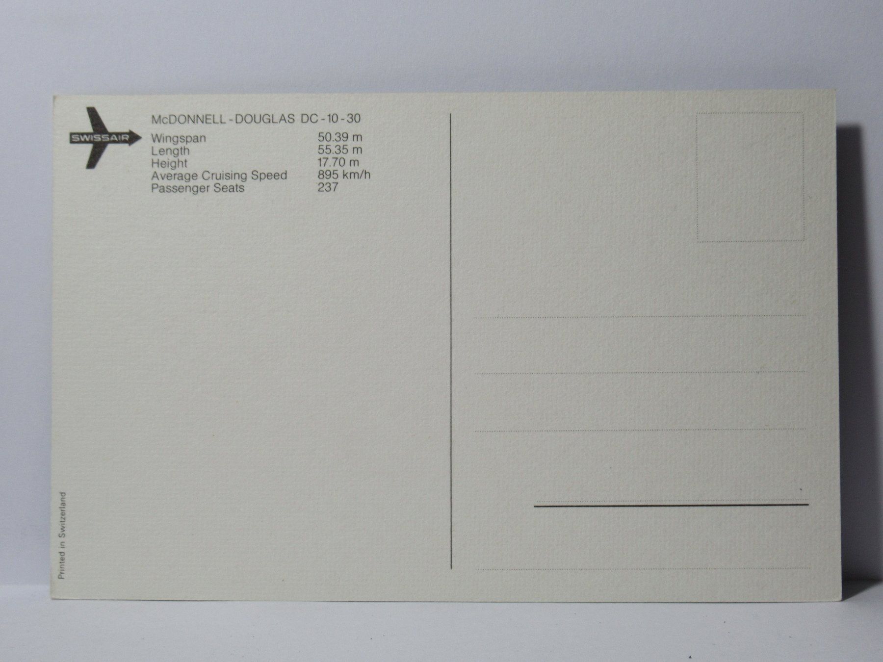 Cartoline postali: Flugzeug , Mc DONELL - DOUGLAS DC - 10 - 30 – Nuovo (secondo la descrizione) da Grenchen venduto da Bluemchen1900 1