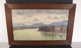 Beeindruckendes Aquarell O. Mähly 1910 Schweiz Seen  S326