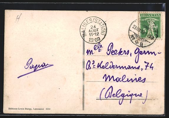 Cartoline postali: AK Viège, Panorama et le Balfrin, 1909 – Usato da Berlin venduto da bartko-reher 1