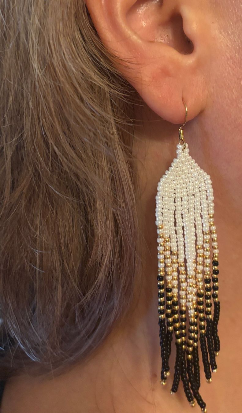 Orecchini pendenti & Orecchini a lobo: Fringe Earrings White/Fransen Ohrringe weiss – Nuovo (secondo la descrizione) da Zürich venduto da ChicElegance_Jewelry 4