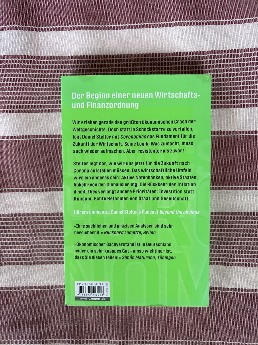 Bücher: Coronomics - Daniel Stelter - Spiegel Bestseller – Neu (gemäss Beschreibung) aus Vaduz von benskywalker 1