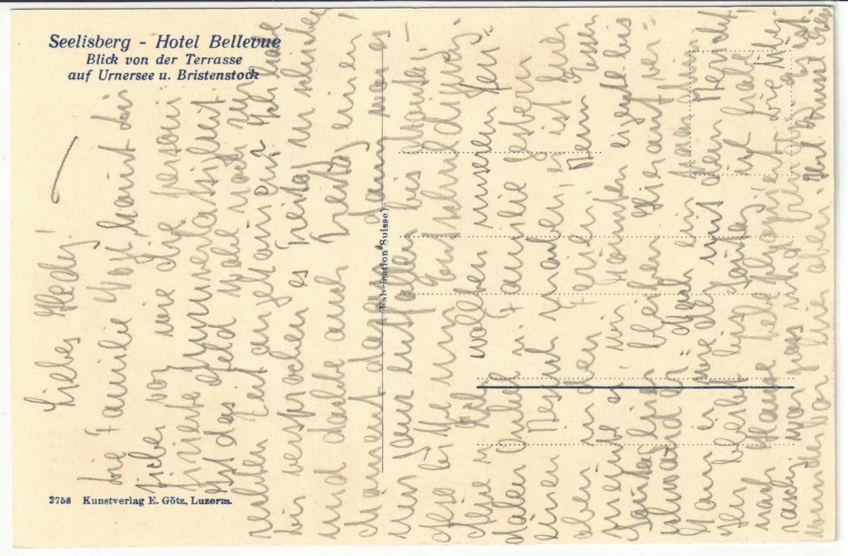 Cartoline postali: Seelisberg - Hotel Bellevue - Terrasse – Usato da Ettingen venduto da Kartenplanet 1