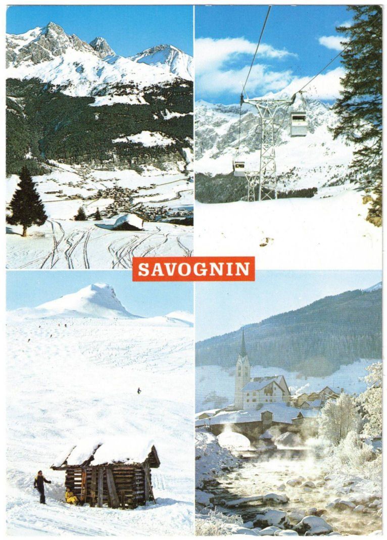 Cartoline postali: Savognin - 4 Bild AK – Usato da Binningen venduto da Mountainrider