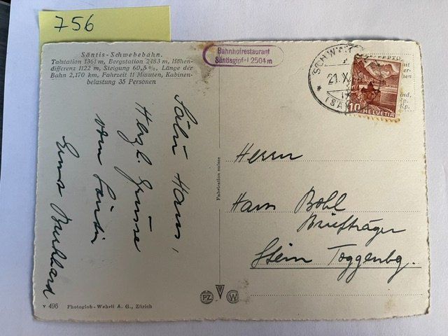 Cartoline postali: alte Ansichtskarte Säntis Schwebebahn – Usato da Niederwil AG venduto da dahu75 1
