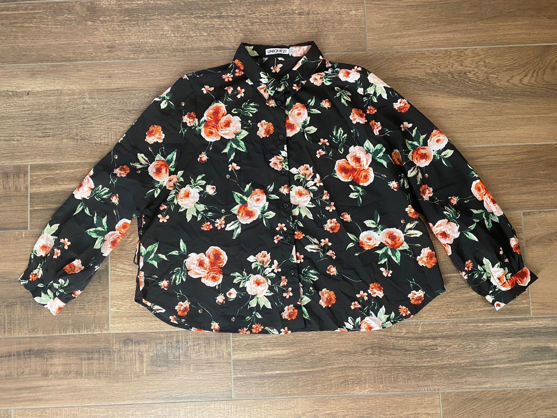 Camicette: Unique21 Bluse langarm Rosenmuster schwarz Gr. 54 – Usato da Pratteln venduto da a23_j2gs