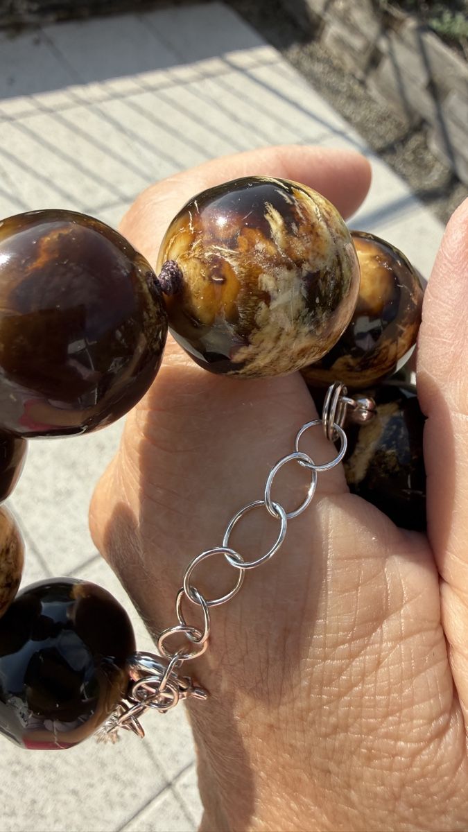 Catenine: Gigantische Bernsteinkugel-Kette, 103 g – Nuovo e nell'imballaggio originale da Ebikon venduto da Leonidas2 4