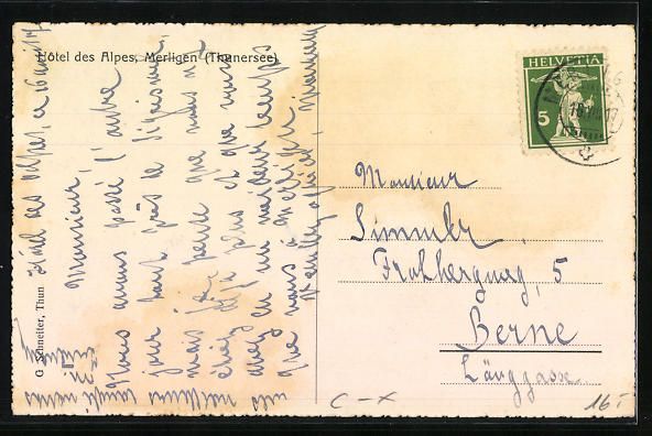 Cartoline postali: Merligen /Thunersee, Hotel des Alpes mit – Usato da Berlin venduto da bartko-reher 1