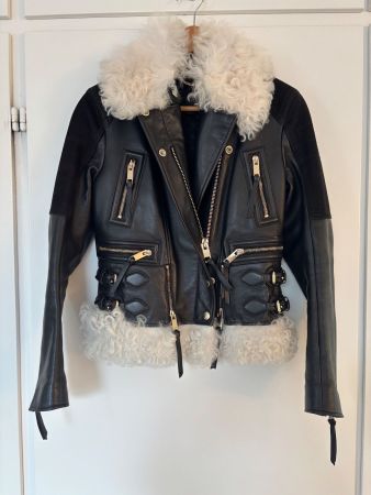 BURBERRY PRORSUM Lederjacke mit Fellbesatz IT42 (CH 38)