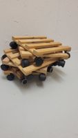 6 x Pflanzenroller aus Holz auf Rollen